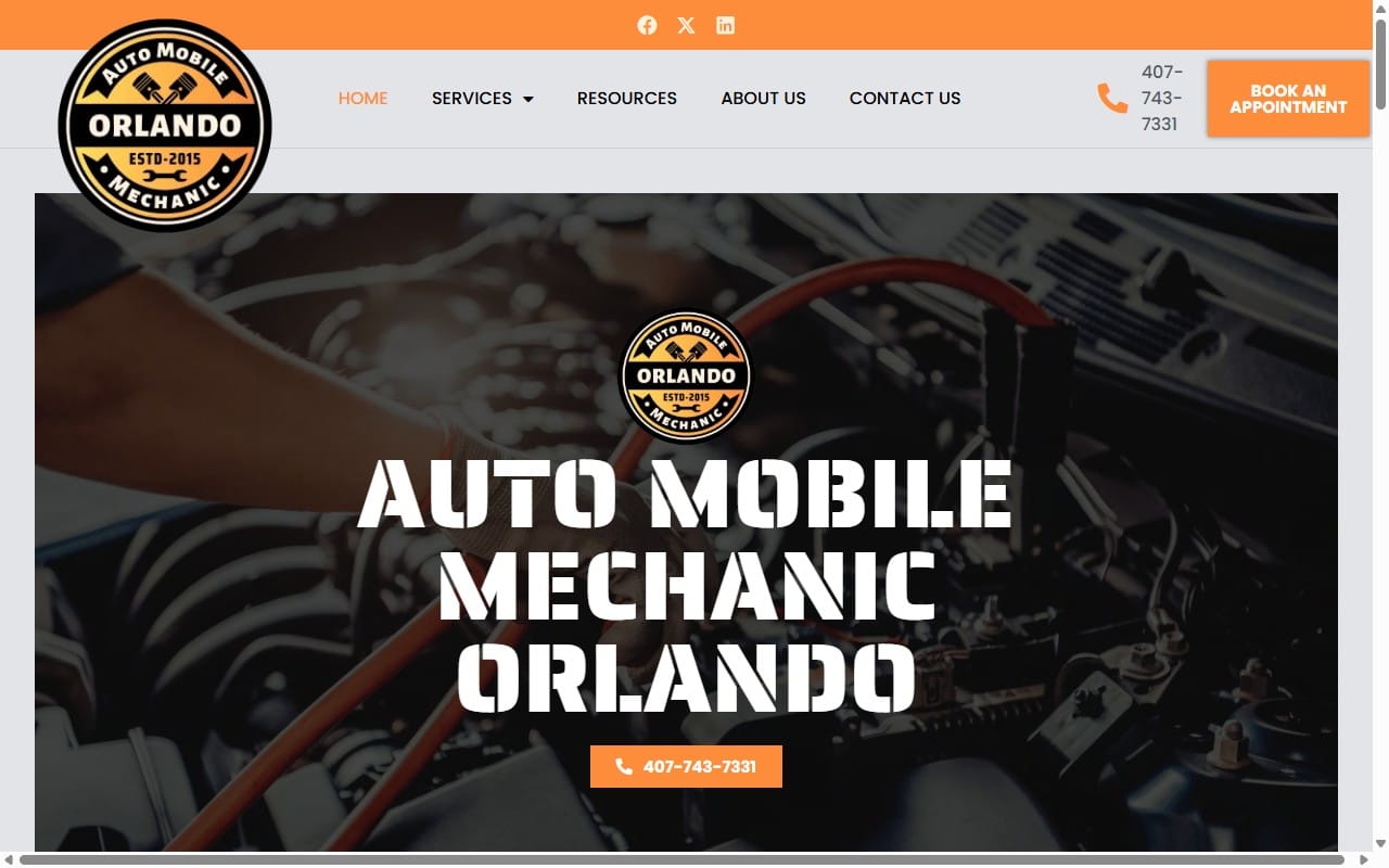 Automobile Mechanic Orlando — website screenshot