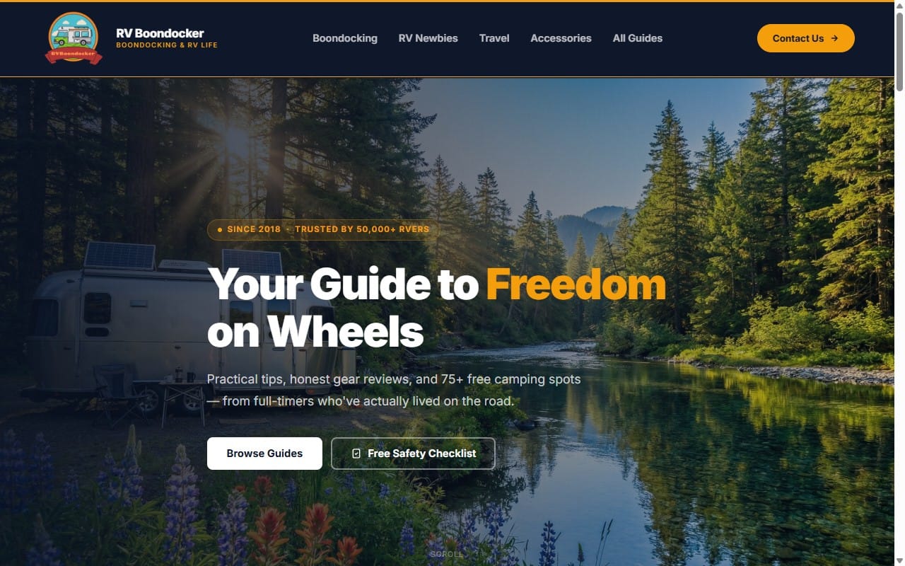 RV Boondocker — website screenshot