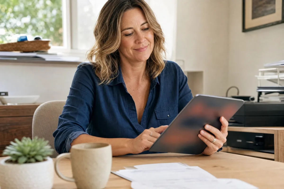 A business owner running a quick online presence check on a tablet