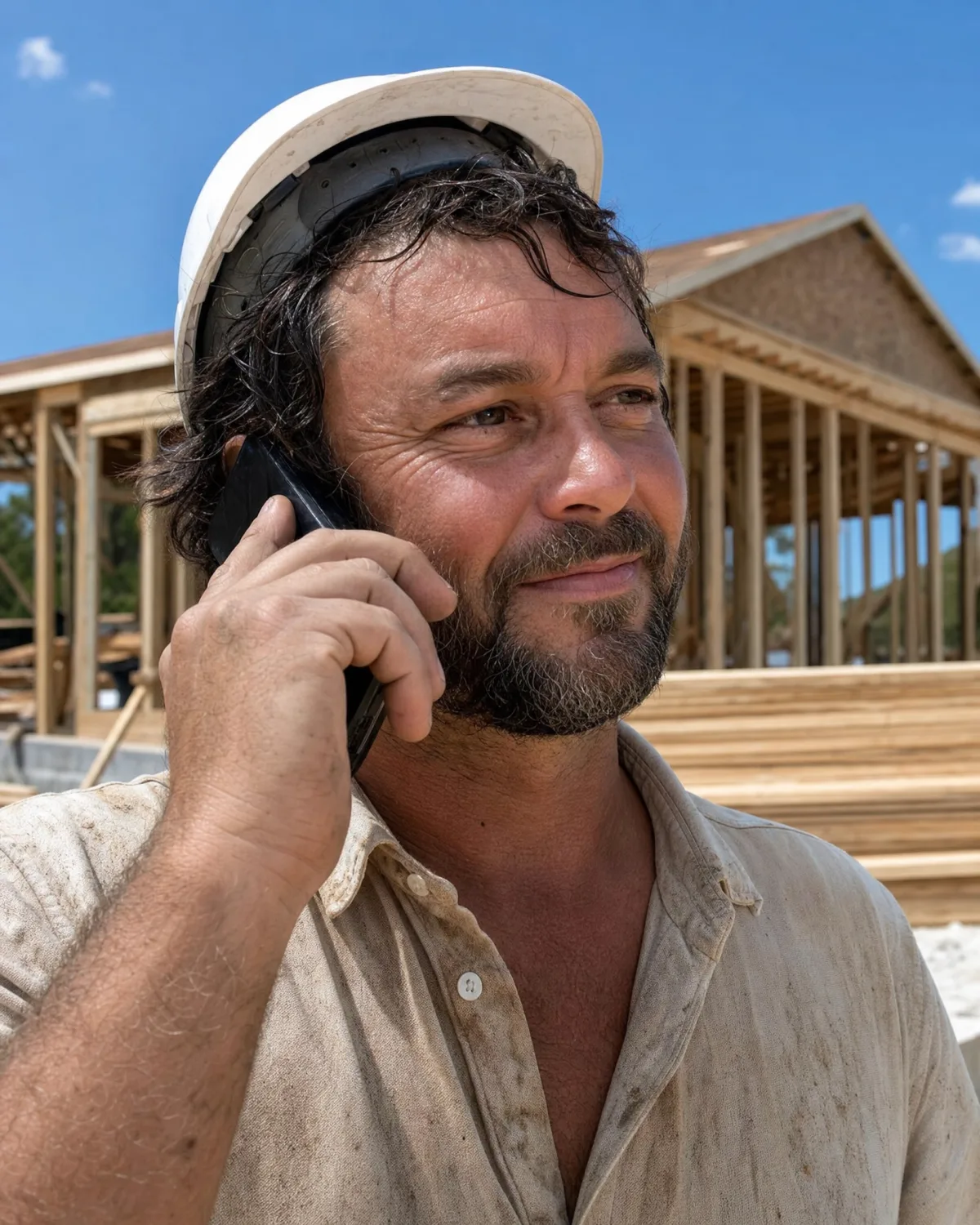 A service-business owner taking a call from a new customer