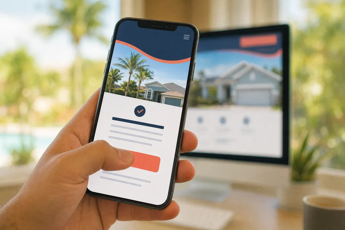 Mobile-first small business web design with a tap-to-call button on a phone